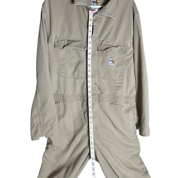 Carhartt FR Men's Khaki/Tan Size 44 Short Coveralls RN# 14806 - Picture 3 of 12